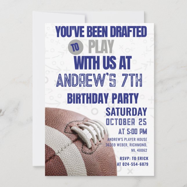 Football Birthday Invitation (Front)