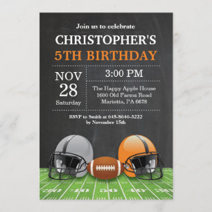 Football Birthday Invitation Birthday Party Orange