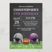 Football Birthday Invitation Birthday Party Purple