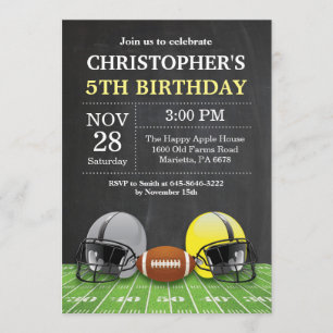 Football Birthday Invitation Birthday Party Yellow