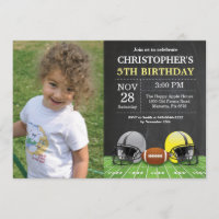 Football Birthday Invitation Birthday Party Yellow