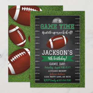 Football Birthday Invitation Black