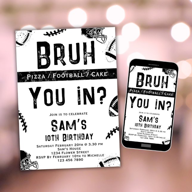 Football Birthday Invitation Boys Bruh Invite (Creator Uploaded)