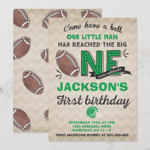 Football Birthday Invitation Football 1st Birthday