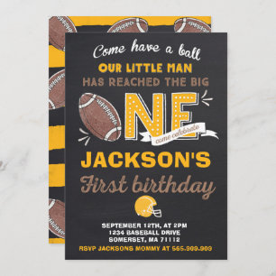Football Birthday Invitation Football 1st Birthday