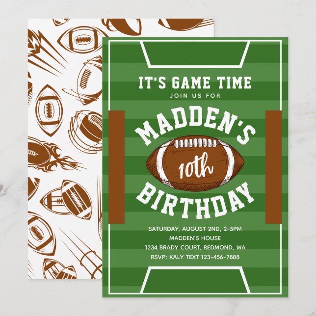 Football Birthday Invitation | Football Invitation (Front/Back)