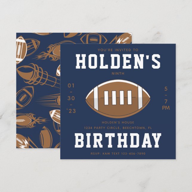 Football Birthday Invitation | Football Party (Front/Back)