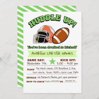 Football Birthday Invitations For Boys Huddle up !