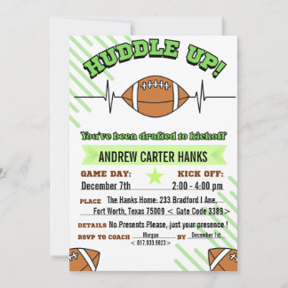 Football Birthday Invitations For Boys Huddle up !