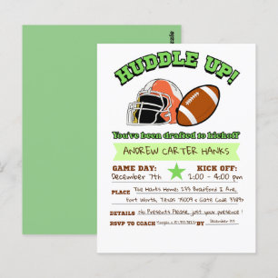 Football Birthday Invitations For Boys Huddle up !
