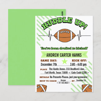 Football Birthday Invitations For Boys Huddle up !