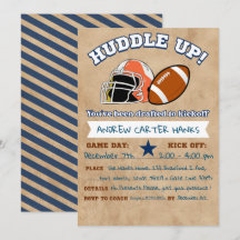 Football Birthday Invitations For Boys Huddle up !