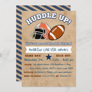 Football Birthday Invitations For Boys Huddle up !