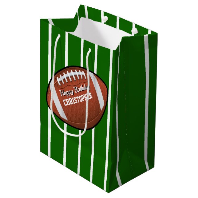 Football Birthday Medium Gift Bag (Front Angled)