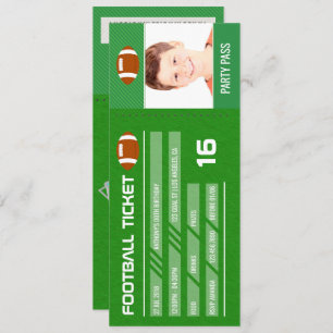 Football Birthday Party add photo Ticket Entrance Invitation