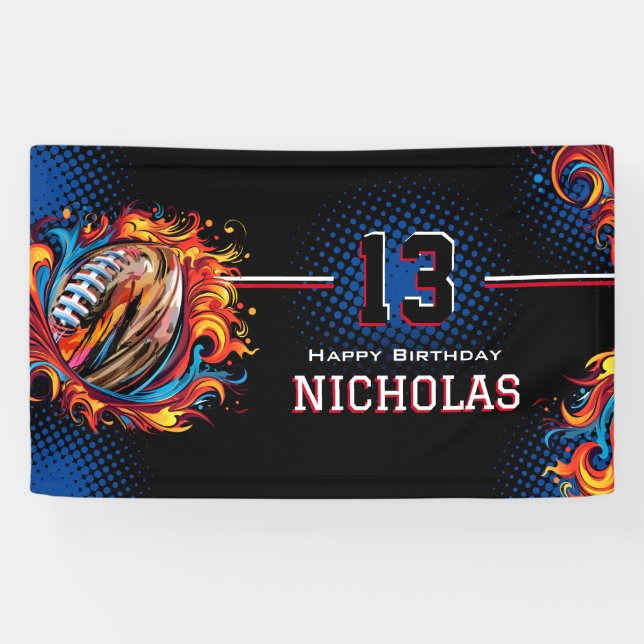 Football Birthday Party Banner (Horizontal)