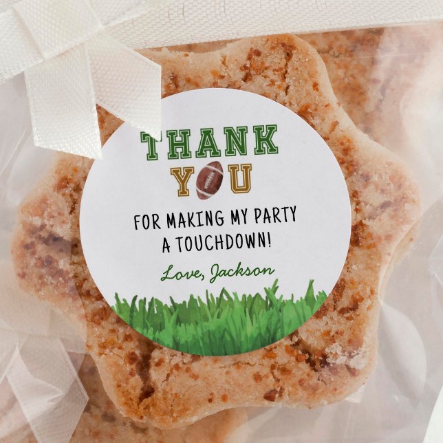 Football Birthday Party Classic Round Sticker (Creator Uploaded)