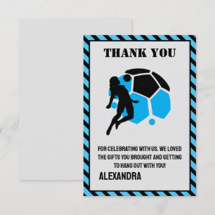 Football Birthday Party, Football Girl Player  Thank You Card
