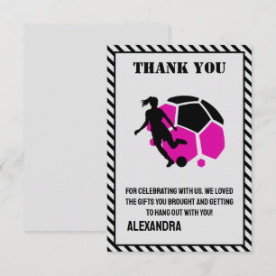 Football Birthday Party, Football Girl Player  Thank You Card