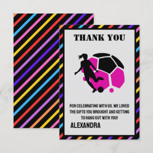 Football Birthday Party, Football Girl Player  Thank You Card