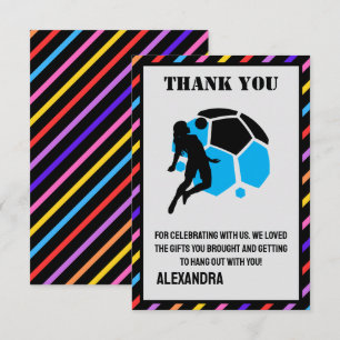 Football Birthday Party, Football Girl Player  Thank You Card