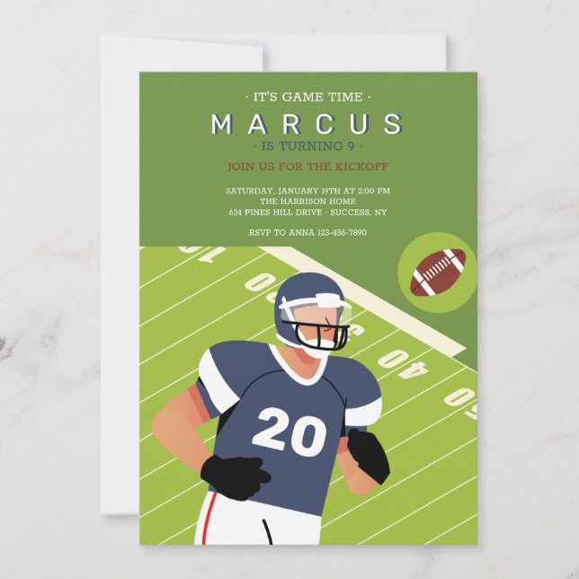 Football Birthday Party Invitation (Front)