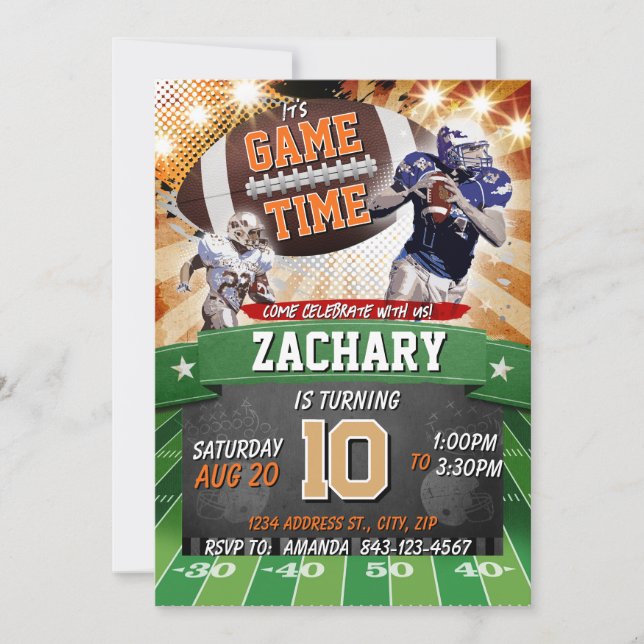 Football Birthday Party Invitation (Front)