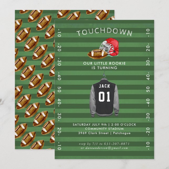 Football Birthday Party Invitation (Front/Back)