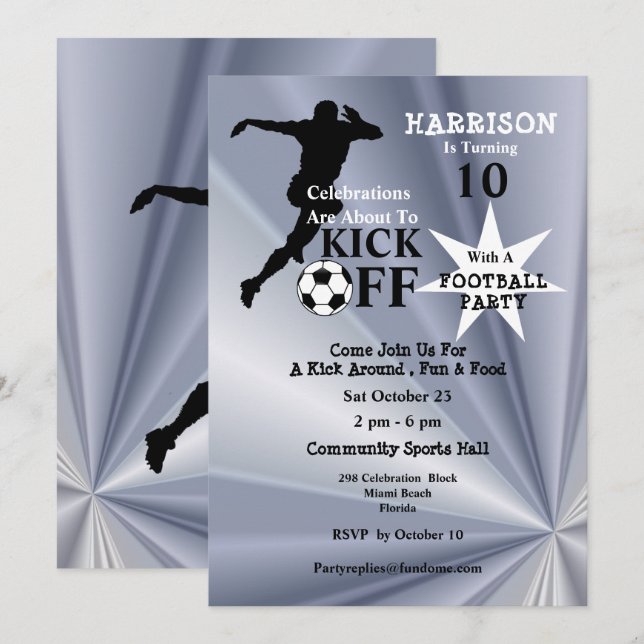 Football Birthday Party Invitation (Front/Back)