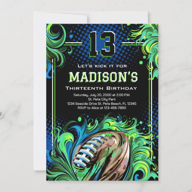 Football Birthday Party Invitation (Front)