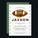 Football Birthday Party Invitation<br><div class="desc">Put your game face on and celebrate with our Football birthday party invitation. It's perfect for any age and any football themed party. Add your custom wording to this design by using the "Edit this design template" boxes on the right hand side of the item, or click the blue "Customise...</div>