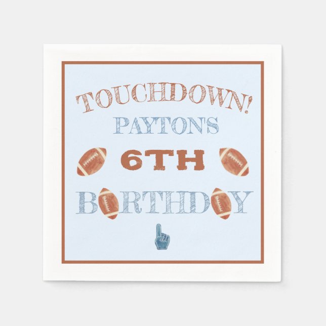 Football BIrthday Party Napkin (Front)
