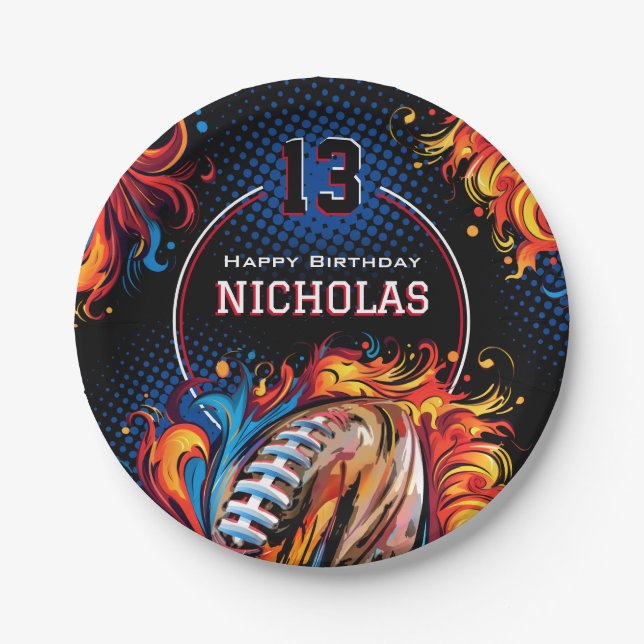 Football Birthday Party Paper Plate (Front)