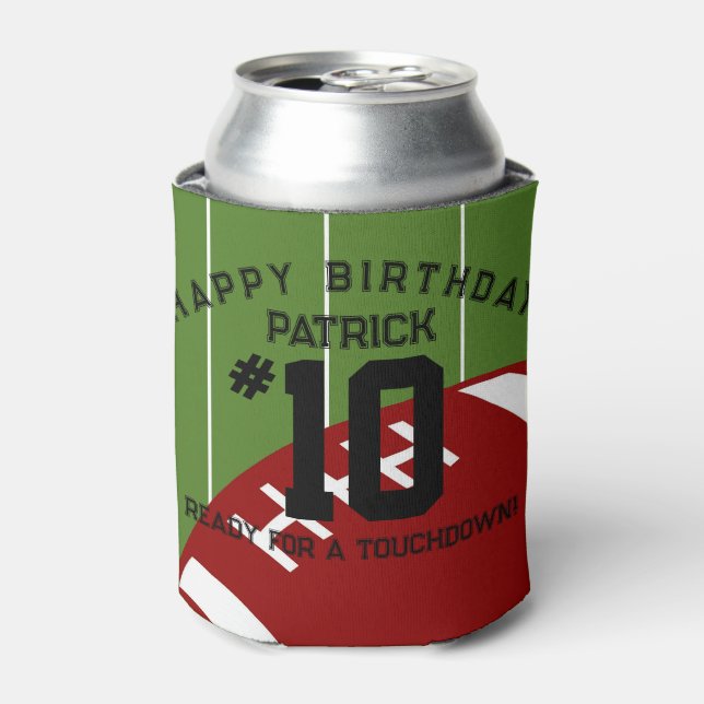 Football Birthday Party Personalised Banner Can Cooler (Can Front)