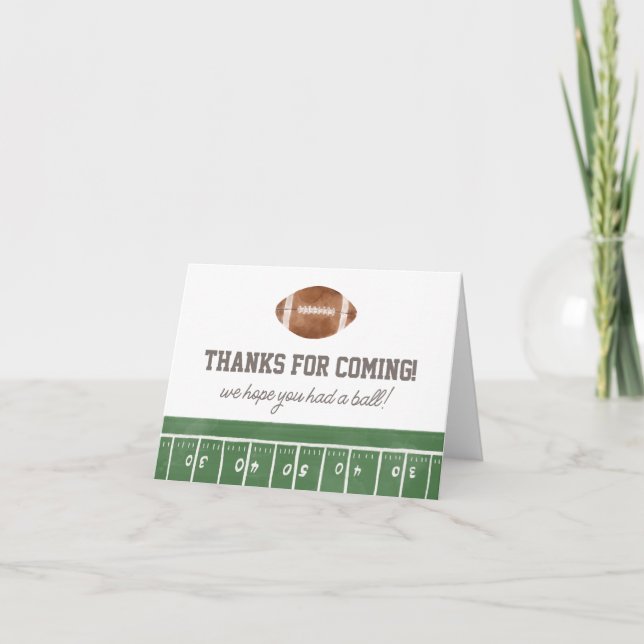 Football Birthday Party Thank You Card (Front)