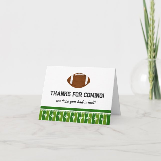 Football Birthday Party Thank You Card (Front)