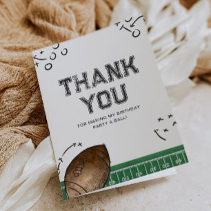 Football Birthday Party Thank You Card
