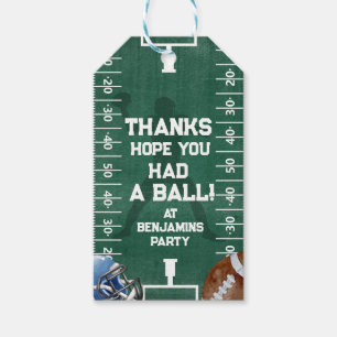 Football Birthday Party Thank You Favor Gift Tags