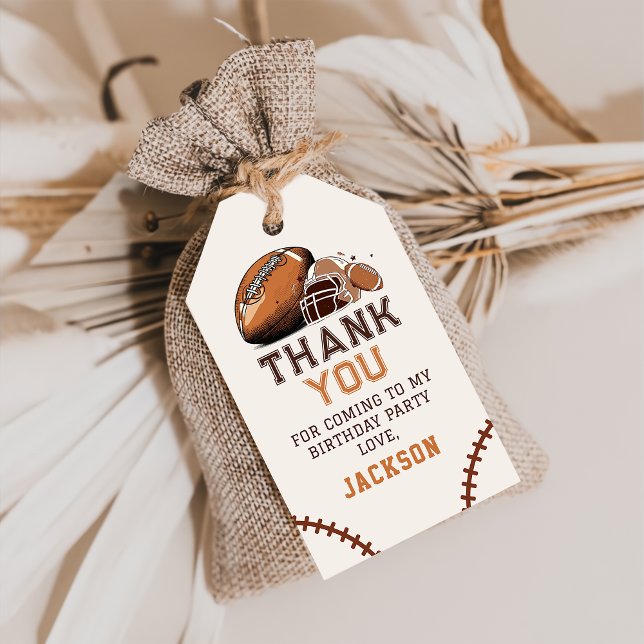 Football Birthday Party Thank You Gift Tag (Creator Uploaded)