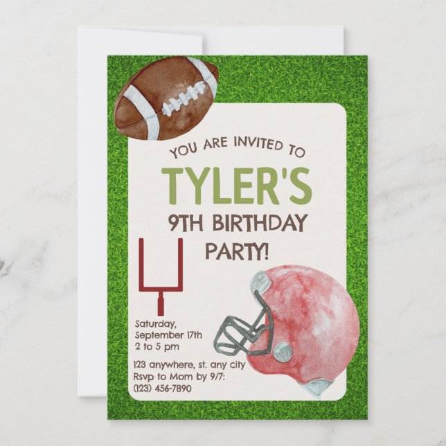Football Birthday Party Vertical Invitation (Front)