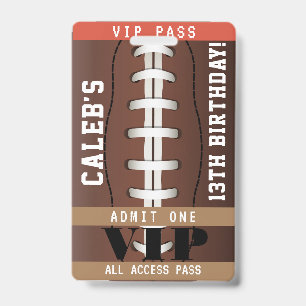 Football Birthday Party VIP Pass Badge ID Badge