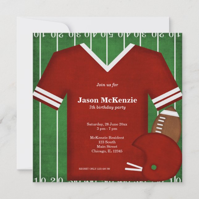 Football Birthday (Red) Invitation (Front)