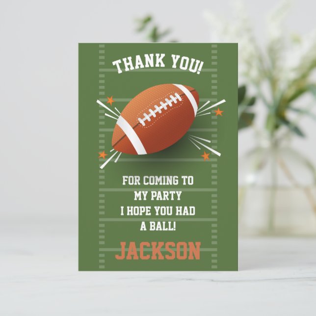 Football Birthday Thank you Card (Standing Front)
