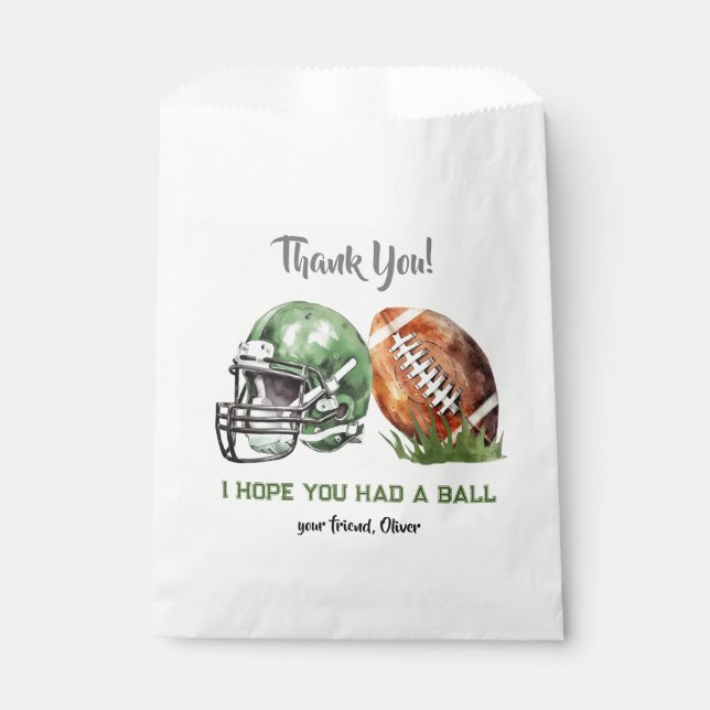Football Birthday Thank You Favour Bags (Front)