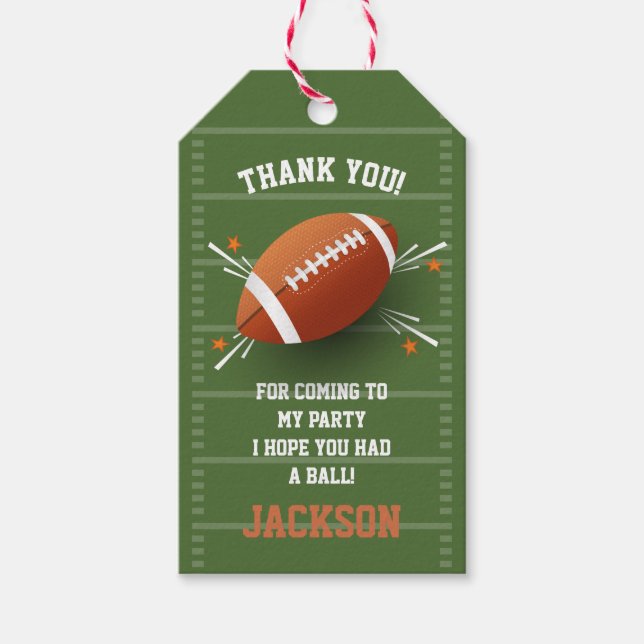 Football Birthday Thank you Gift Tags (Front)