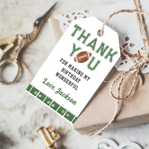 Football Birthday Thank You Gift Tags