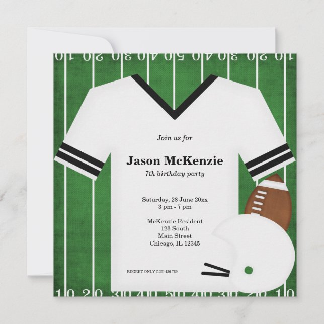 Football Birthday (White) Invitation (Front)