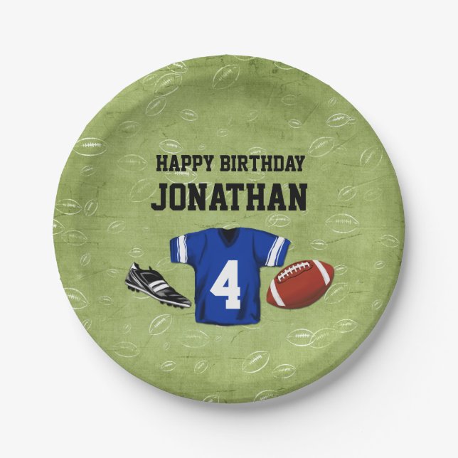Football Blitz Kids' Birthday Party Paper Plate (Front)