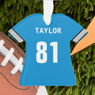 Football Blue Silver & Black Jersey Personalised Ornament