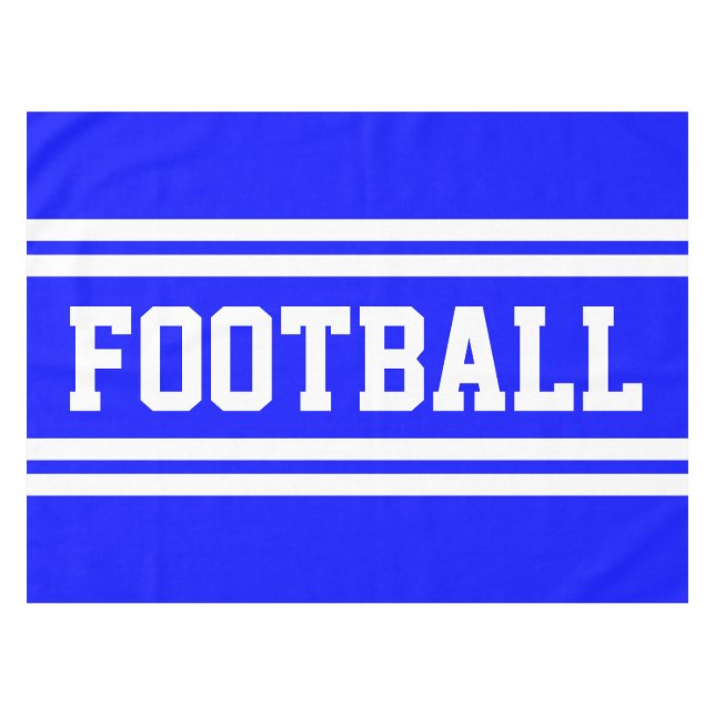 FOOTBALL Bold Bright Blue White Racing Stripes Tablecloth (Front (Horizontal))